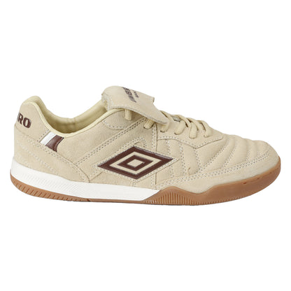 Cream-Dark Brown-White - Front - Umbro Mens Speciali Tr Flap Top Suede Trainers
