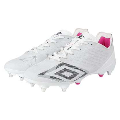 White-Black-Pink Glow - Lifestyle - Umbro Mens Velocita Decima Pro Soft Ground Football Boots
