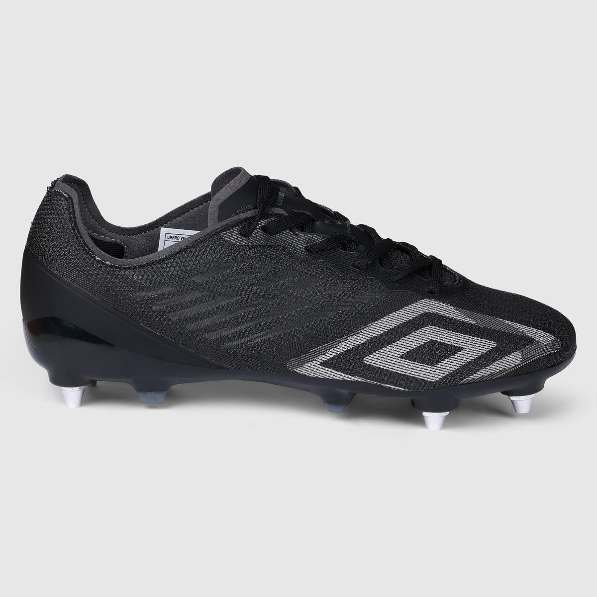 Pirate Black-Gunmetal-Black Shimmer - Front - Umbro Mens Velocita Decima Pro Soft Ground Football Boots