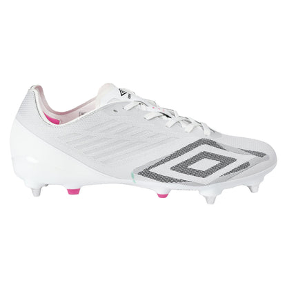 White-Black-Pink Glow - Front - Umbro Mens Velocita Decima Pro Soft Ground Football Boots