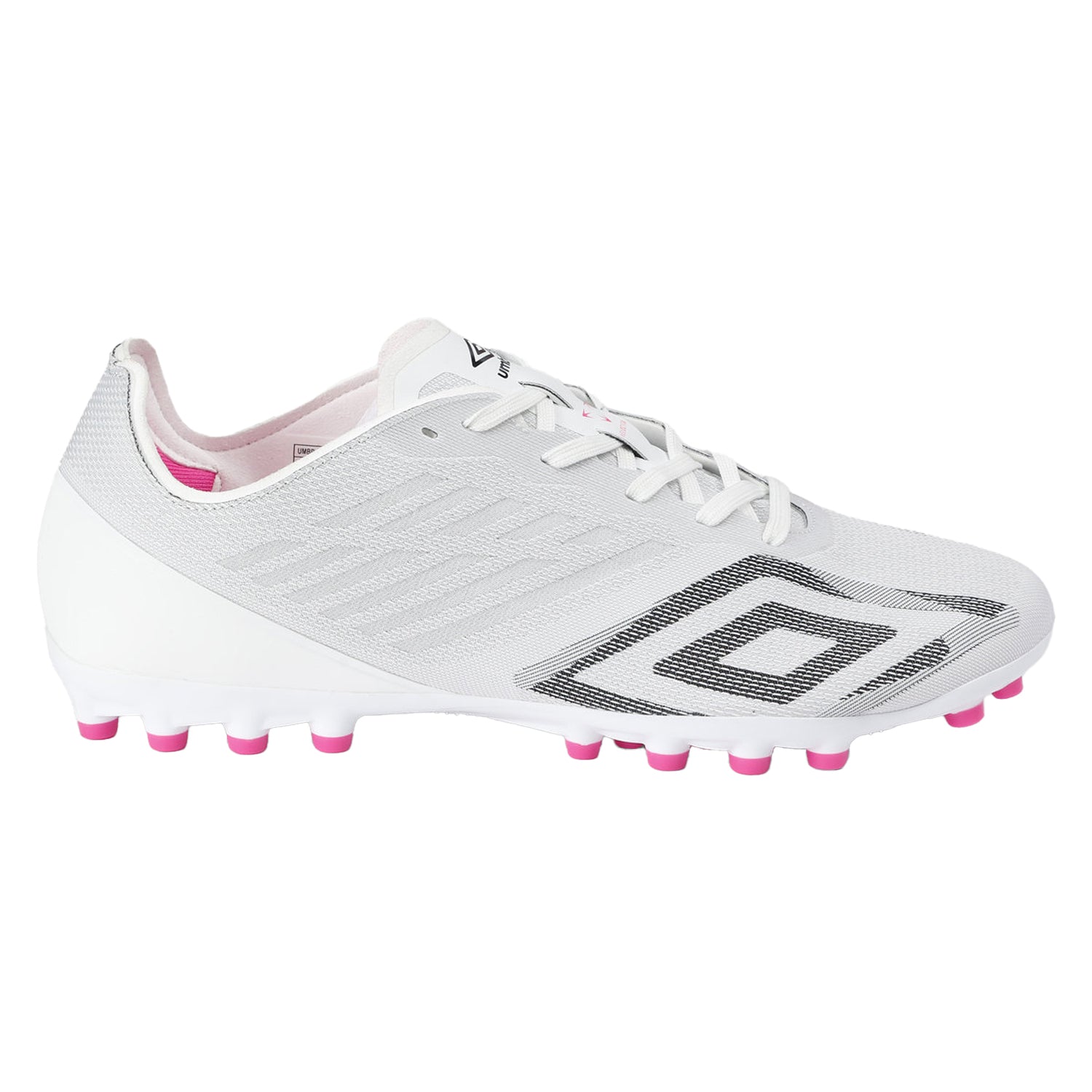 White-Black-Pink Glow - Front - Umbro Mens Velocita Decima Pro Artificial Ground Football Boots