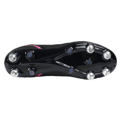 Black-White-Pink Glow - Side - Umbro Mens Tocco V Pro Soft Ground Football Boots