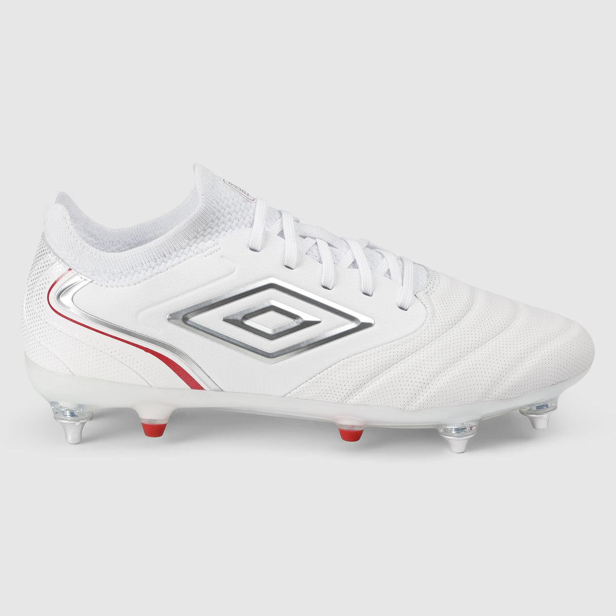 White-Silver-Equestrian Red - Front - Umbro Mens Tocco V Pro Soft Ground Football Boots