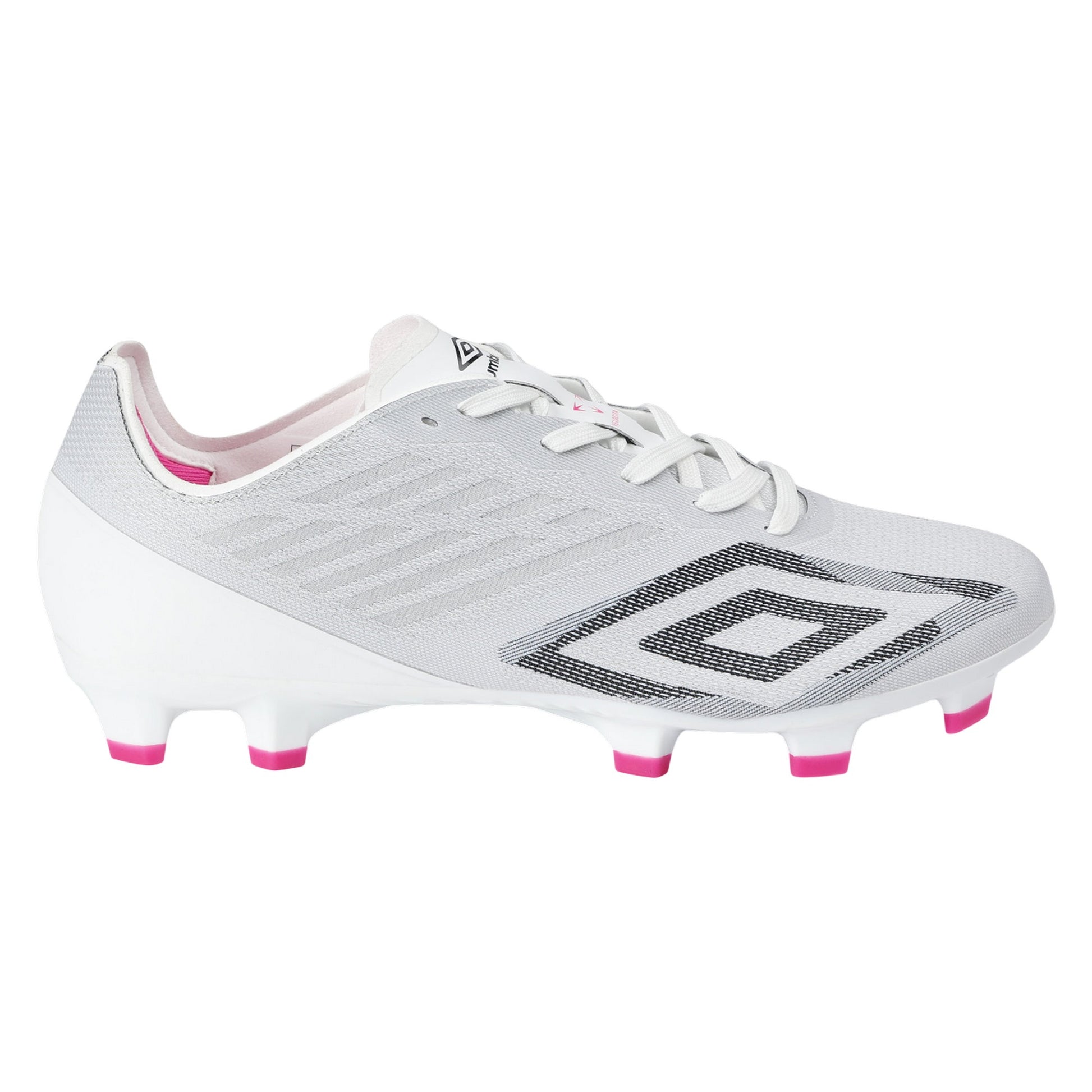 White-Black-Pink Glow - Side - Umbro Mens Velocita Decima Pro Firm Ground Football Boots