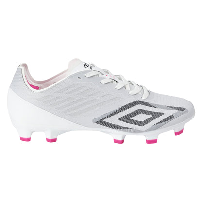 White-Black-Pink Glow - Side - Umbro Mens Velocita Decima Pro Firm Ground Football Boots