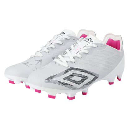 White-Black-Pink Glow - Front - Umbro Mens Velocita Decima Pro Firm Ground Football Boots