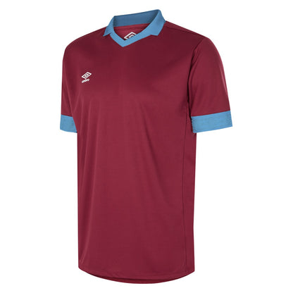 New Claret-Sky Blue - Front - Umbro Childrens-Kids Tempest Short-Sleeved Jersey