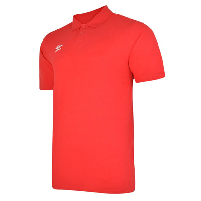 Vermillion-White - Side - Umbro Boys Essential Polo Shirt