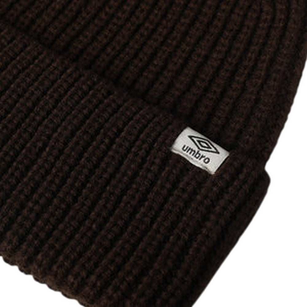 Chocolate Brown - Side - Umbro Ribbed Wide Cuff Beanie