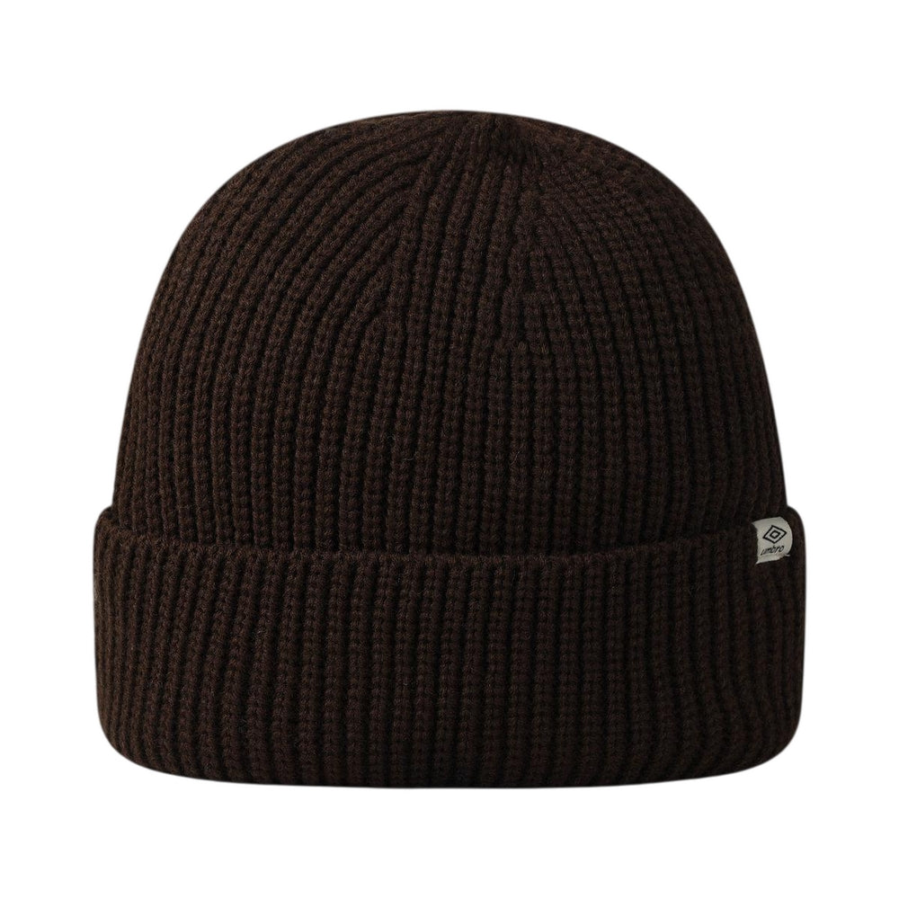 Chocolate Brown - Front - Umbro Ribbed Wide Cuff Beanie