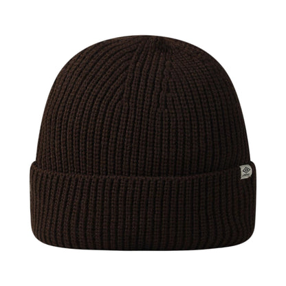 Chocolate Brown - Front - Umbro Ribbed Wide Cuff Beanie