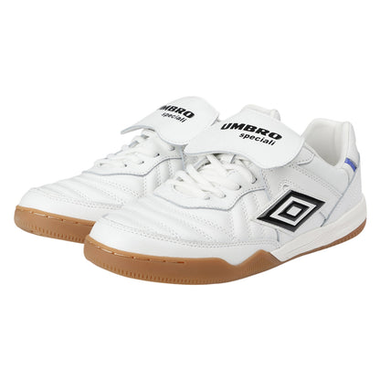 White-Twilight Blue - Front - Umbro Mens Speciali Tr Flap Top Full Grain Leather Trainers