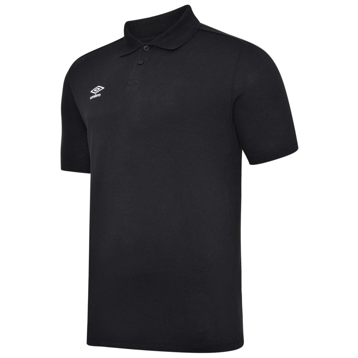 Black-White - Side - Umbro Mens Essential Polo Shirt
