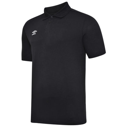 Black-White - Side - Umbro Mens Essential Polo Shirt