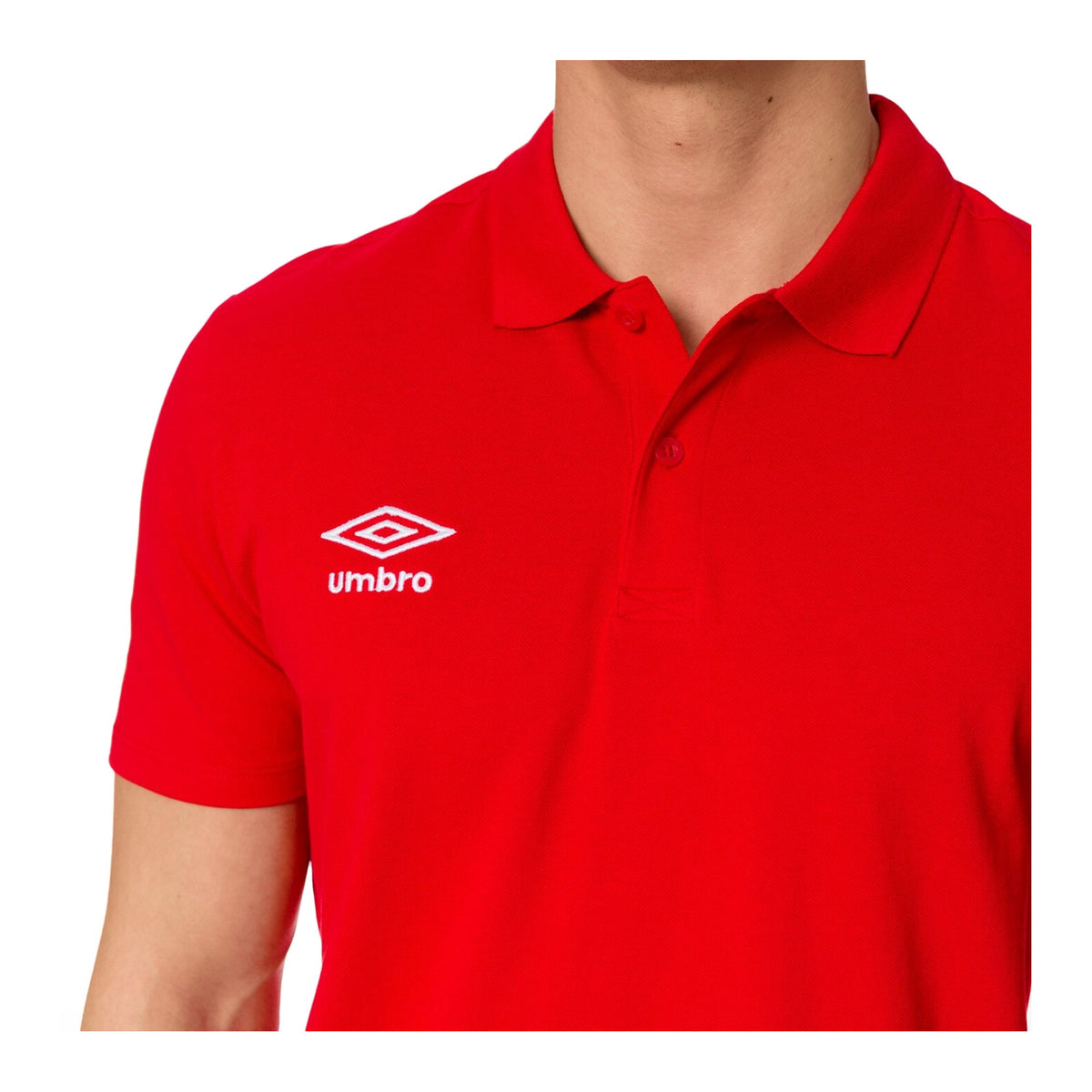 Vermillion-White - Lifestyle - Umbro Mens Essential Polo Shirt