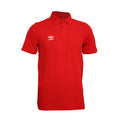 Vermillion-White - Front - Umbro Mens Essential Polo Shirt