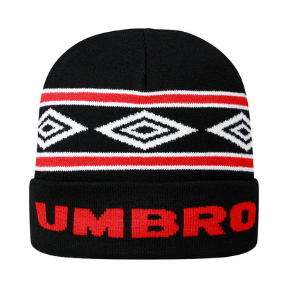 Black-Chilli Pepper-Brilliant White - Back - Umbro Diamond Knitted Beanie