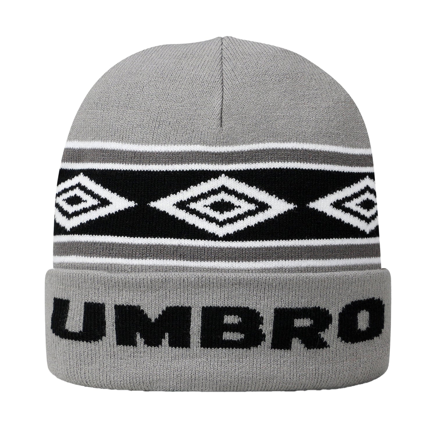 Ultimate Grey-Black-Brilliant White - Front - Umbro Diamond Knitted Beanie