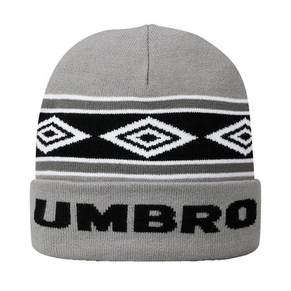 Ultimate Grey-Black-Brilliant White - Front - Umbro Diamond Knitted Beanie