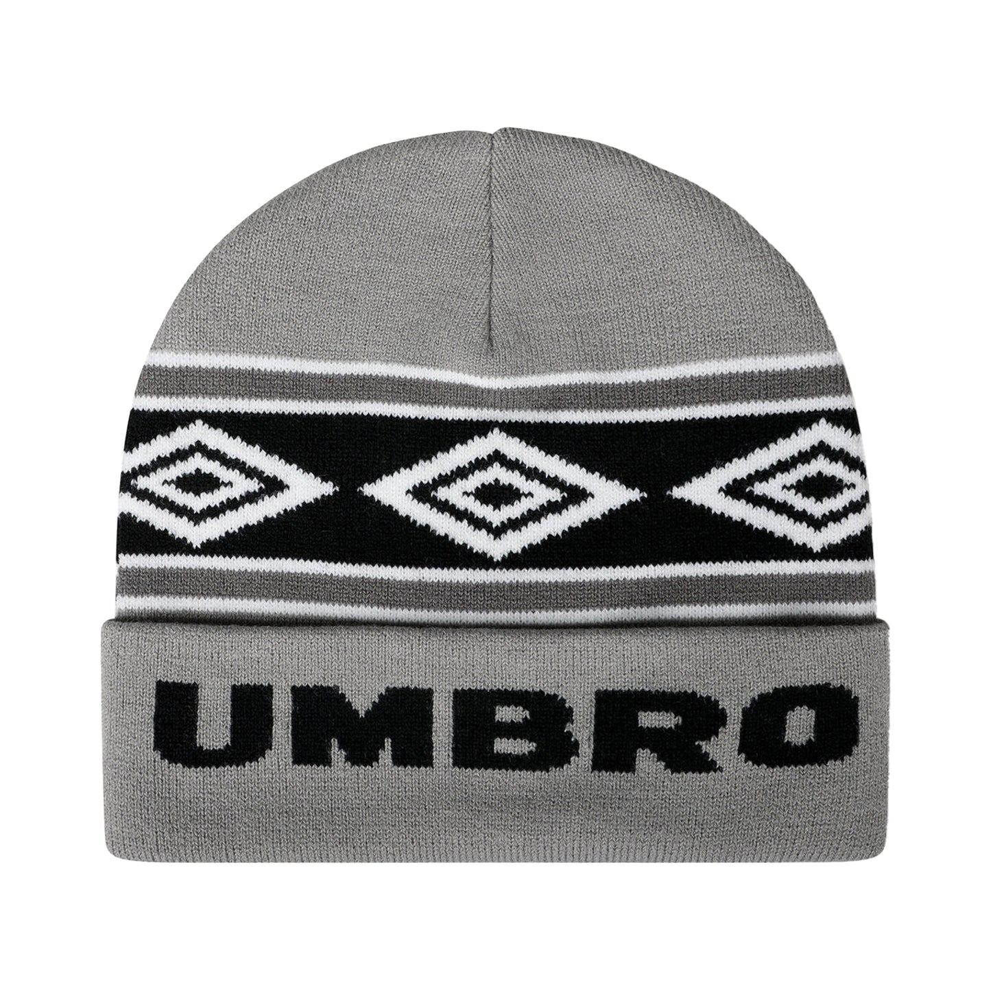 Ultimate Grey-Black-Brilliant White - Back - Umbro Diamond Knitted Beanie