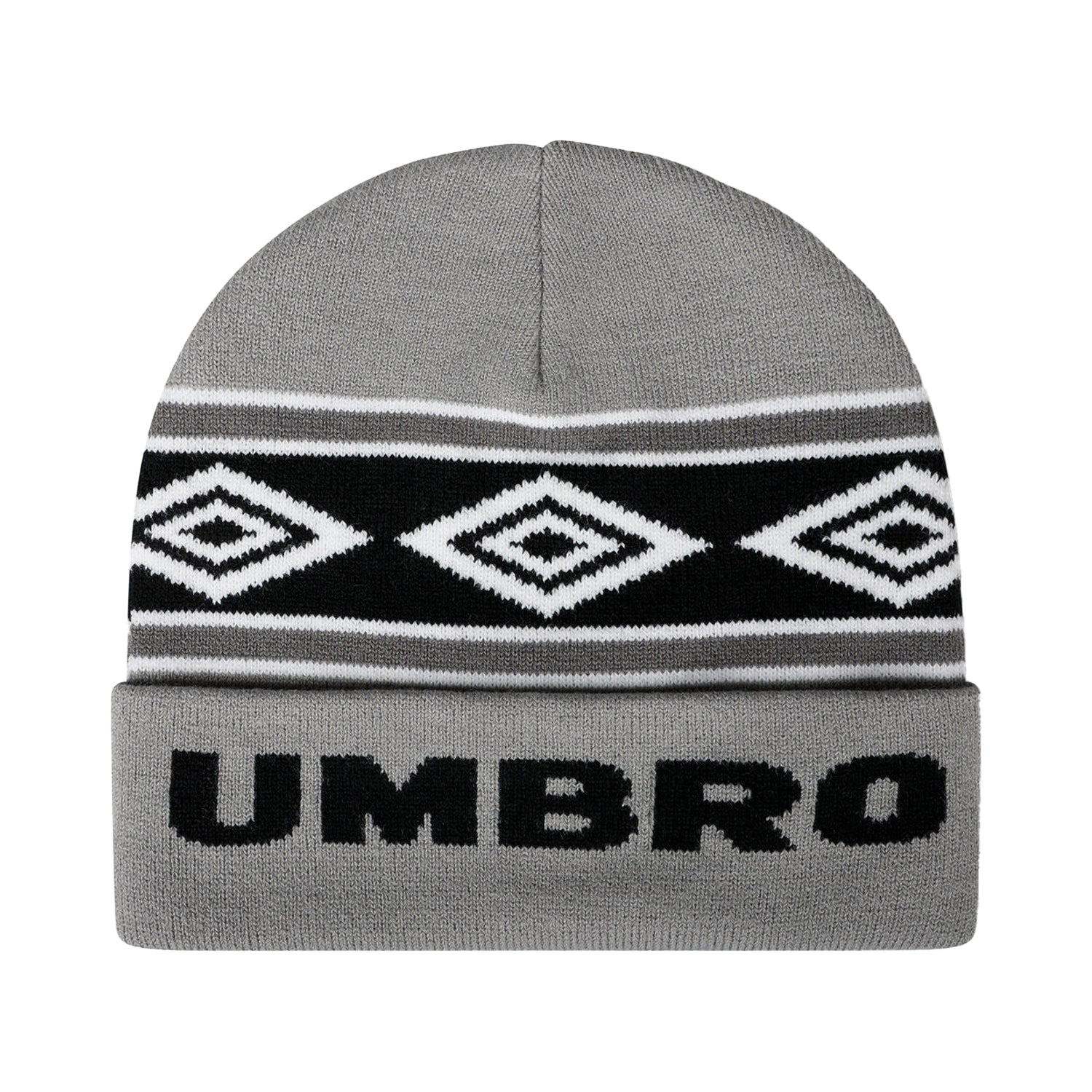Ultimate Grey-Black-Brilliant White - Back - Umbro Diamond Knitted Beanie
