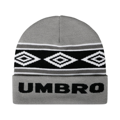 Ultimate Grey-Black-Brilliant White - Back - Umbro Diamond Knitted Beanie