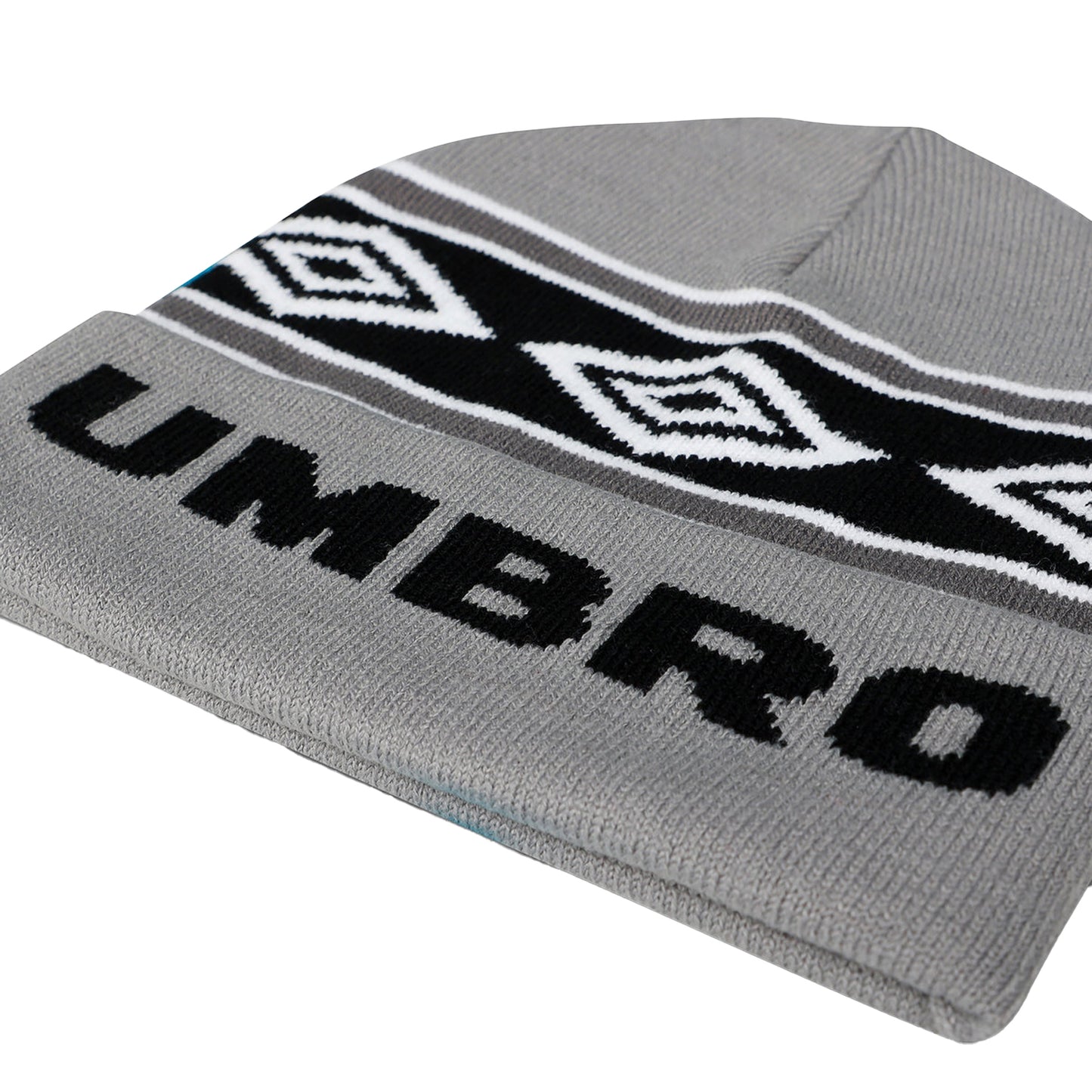 Ultimate Grey-Black-Brilliant White - Side - Umbro Diamond Knitted Beanie