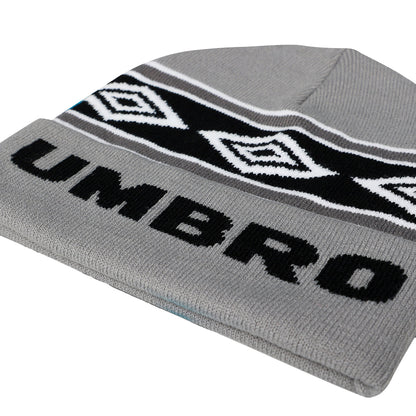 Ultimate Grey-Black-Brilliant White - Side - Umbro Diamond Knitted Beanie