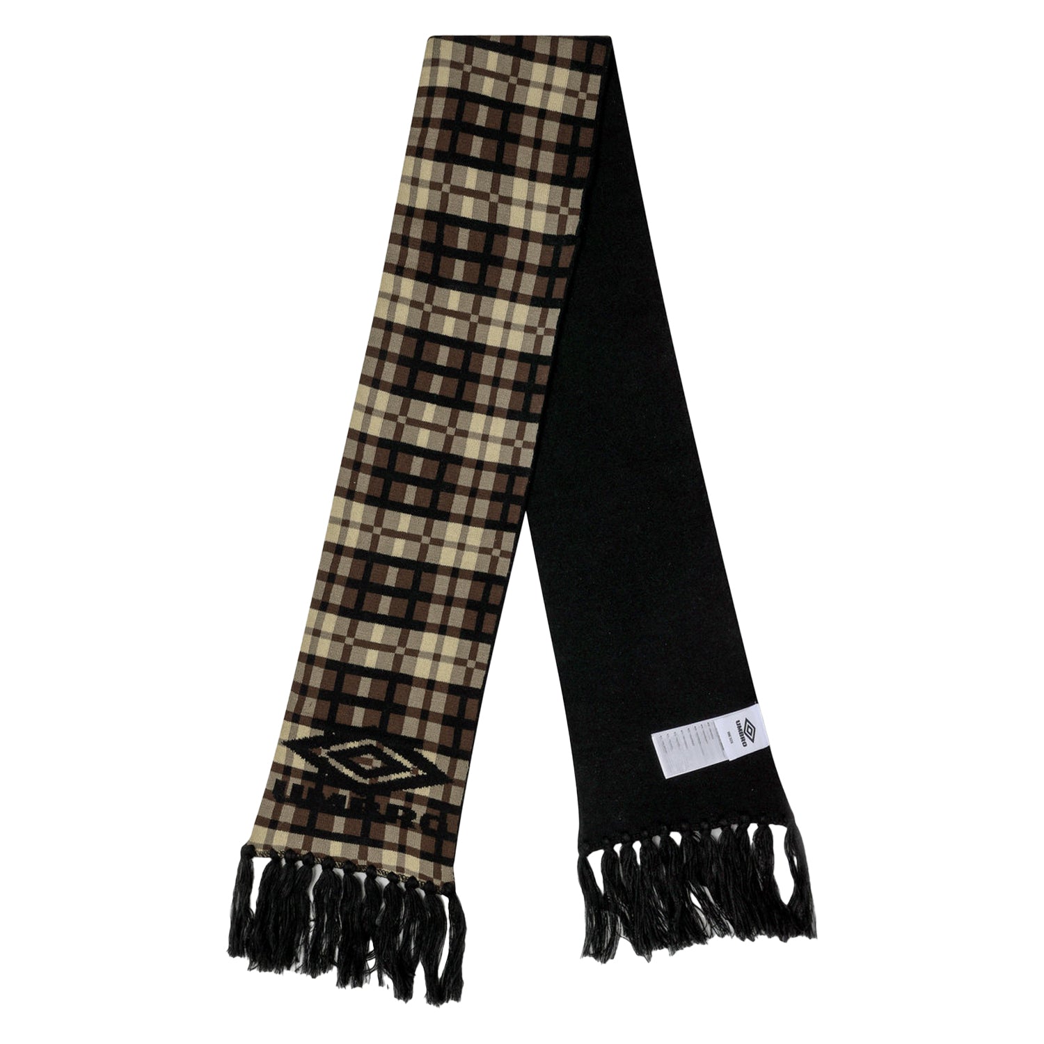 Beige - Back - Umbro Checked Winter Scarf