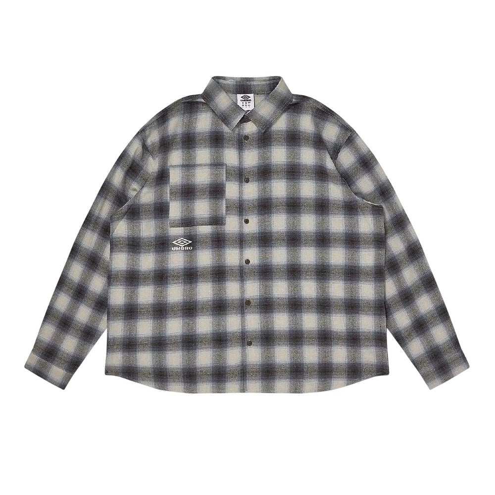Blue - Front - Umbro Mens Checked Cotton Shirt
