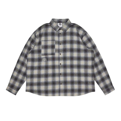 Blue - Front - Umbro Mens Checked Cotton Shirt
