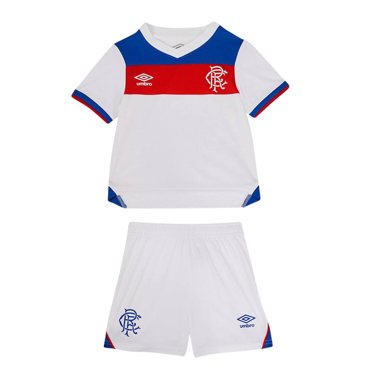 Brilliant White-Lapis Blue-Flame Scarlet - Front - Umbro Baby 25-26 Rangers FC Away Kit