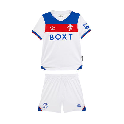 Brilliant White-Lapis Blue-Flame Scarlet - Front - Umbro Childrens-Kids 25-26 Rangers FC Away Kit