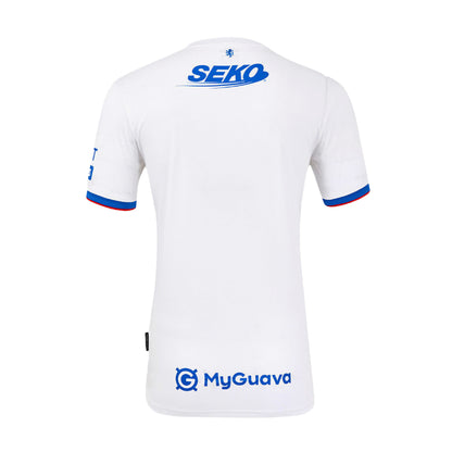 Brilliant White-Lapis Blue-Flame Scarlet - Back - Umbro Mens 25-26 Rangers FC Short-Sleeved Away Shirt