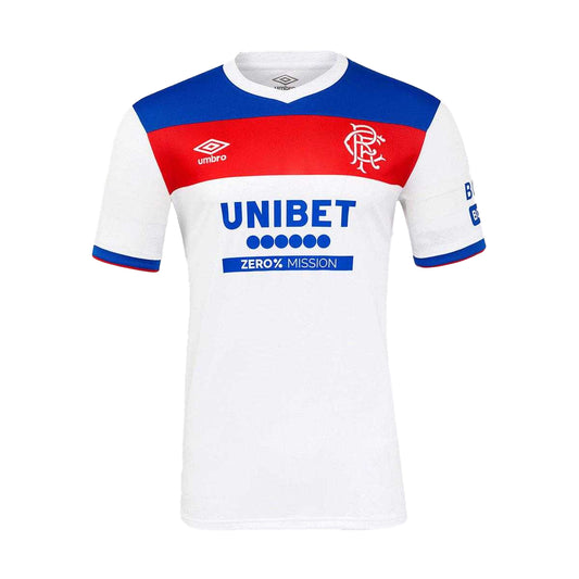 Brilliant White-Lapis Blue-Flame Scarlet - Front - Umbro Mens 25-26 Rangers FC Short-Sleeved Away Shirt