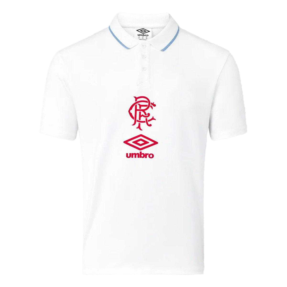 Brilliant White-Lollipop - Front - Umbro Mens Rangers FC Short-Sleeved Travel Polo Shirt