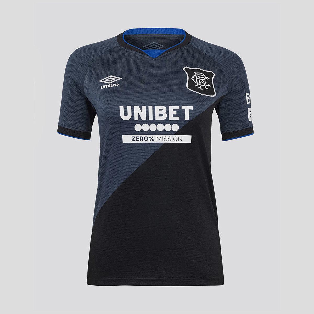 Mood Indigo-Caviar - Front - Umbro Womens-Ladies 25-26 Rangers FC Short-Sleeved Third Jersey