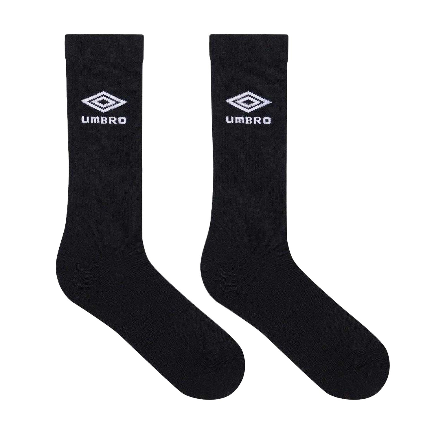 Black-White - Front - Umbro Mens Staple 1-2 Cushioned Terrycloth Sports Socks (Pack of 3)