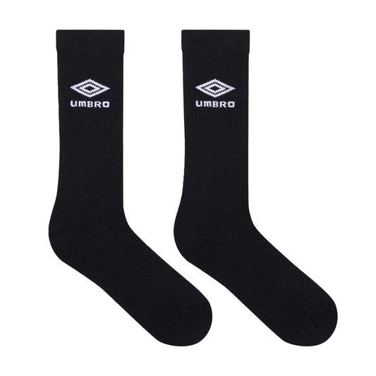 Black-White - Front - Umbro Mens Staple 1-2 Cushioned Terrycloth Sports Socks (Pack of 3)