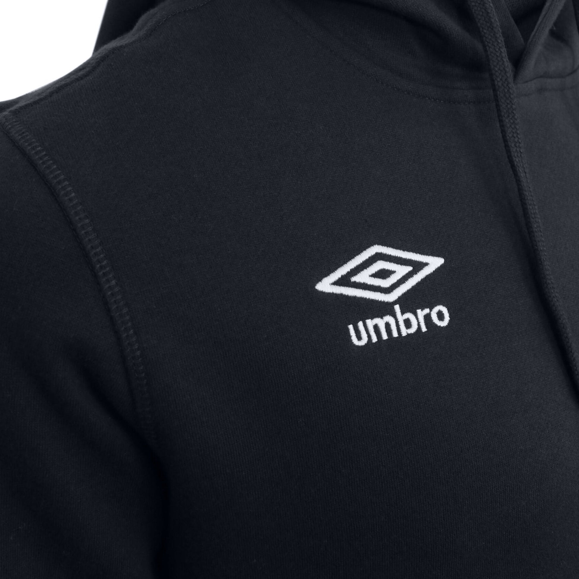 Black-White - Pack Shot - Umbro Childrens-Kids Club Leisure Drawstring Hoodie