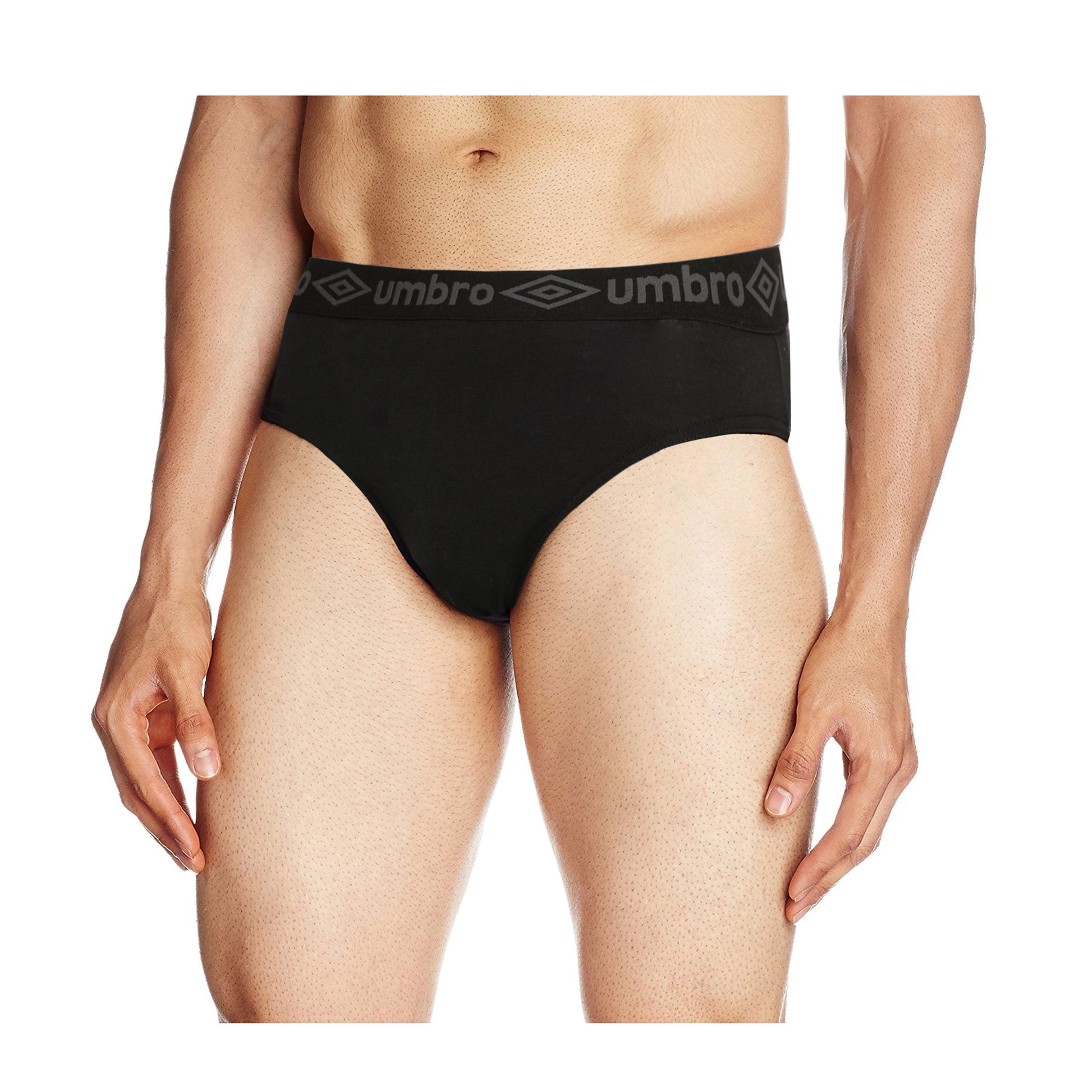 Black - Side - Umbro Mens Plain Briefs (Pack of 3)