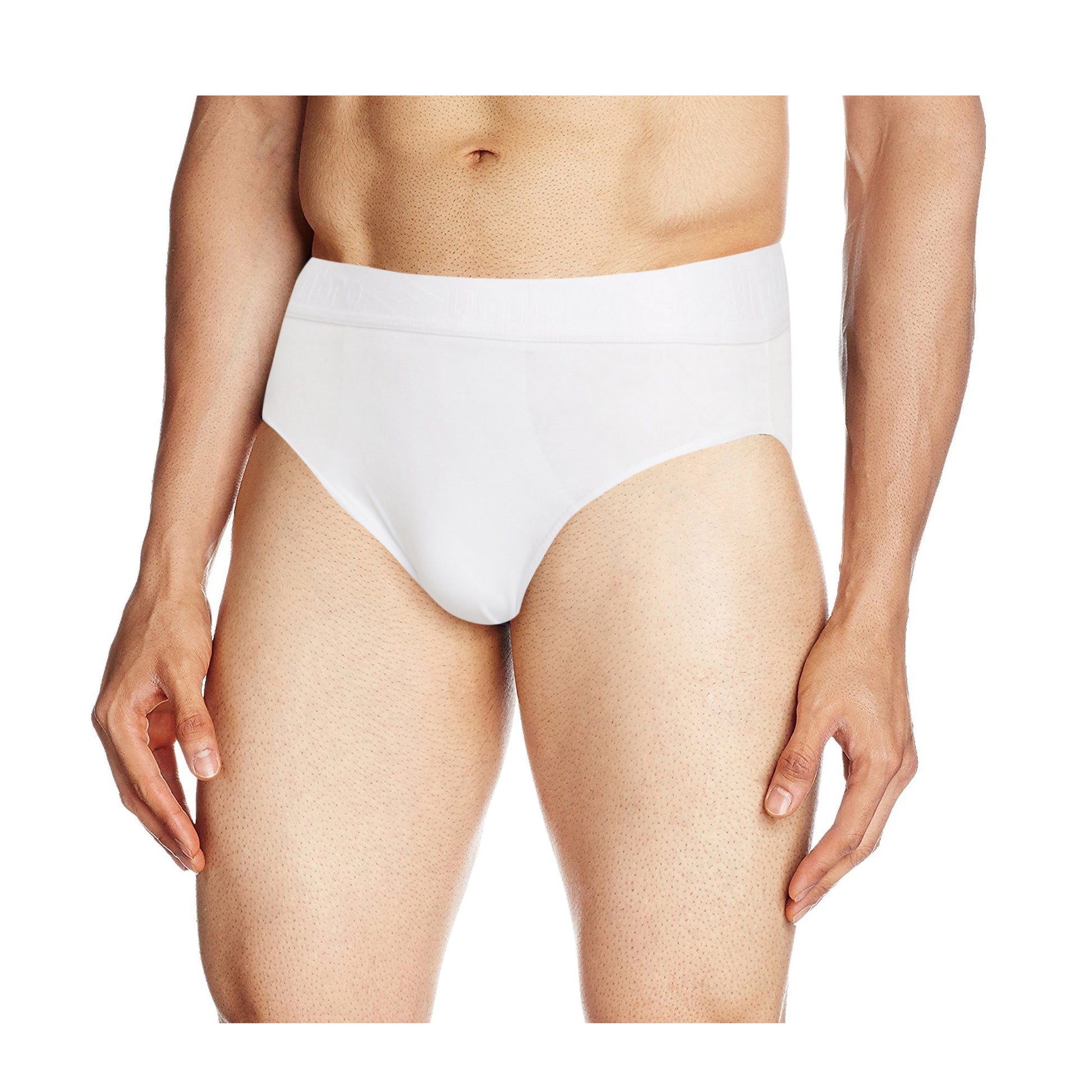 White - Side - Umbro Mens Plain Briefs (Pack of 3)