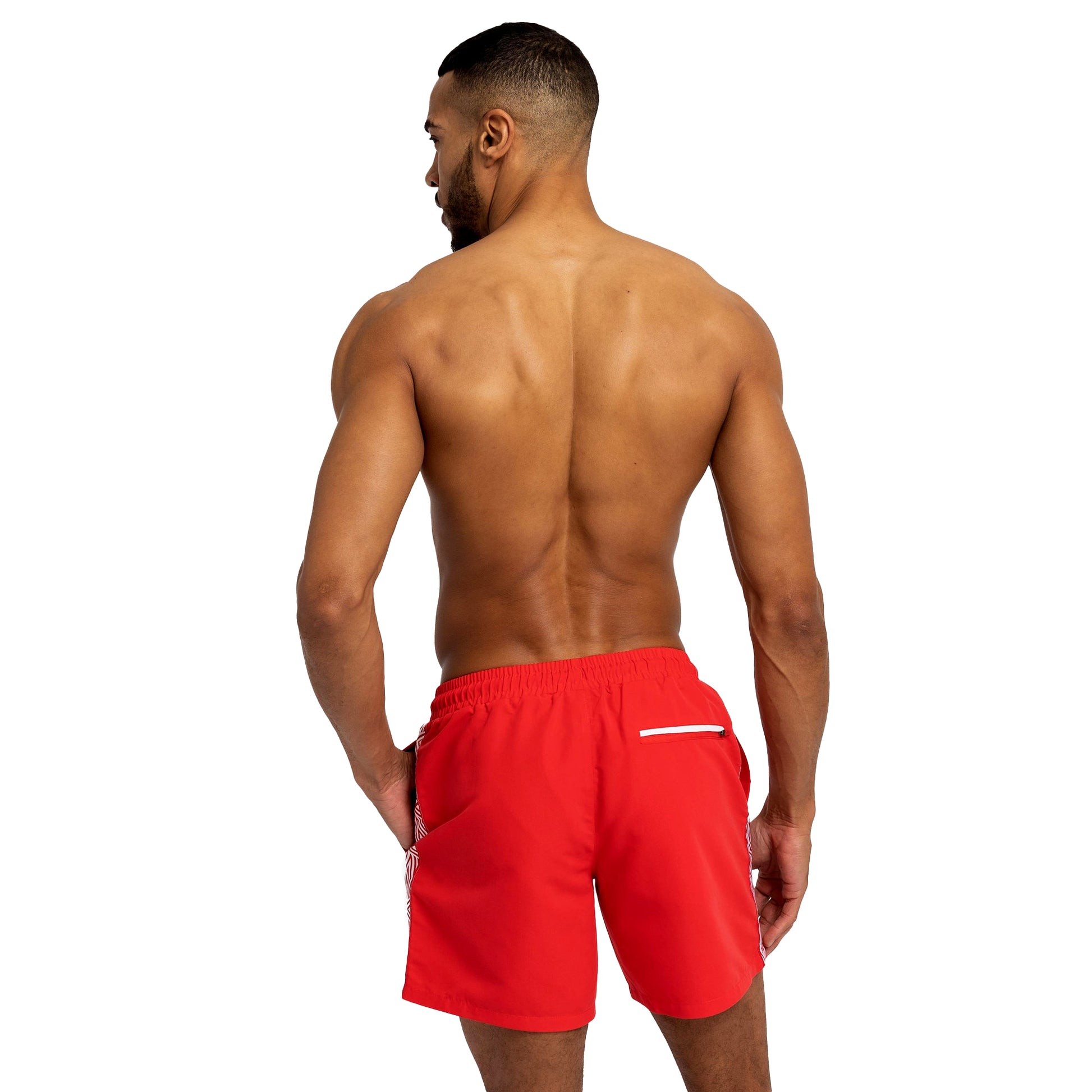 Vermillion - Back - Umbro Mens Taped Swim Shorts