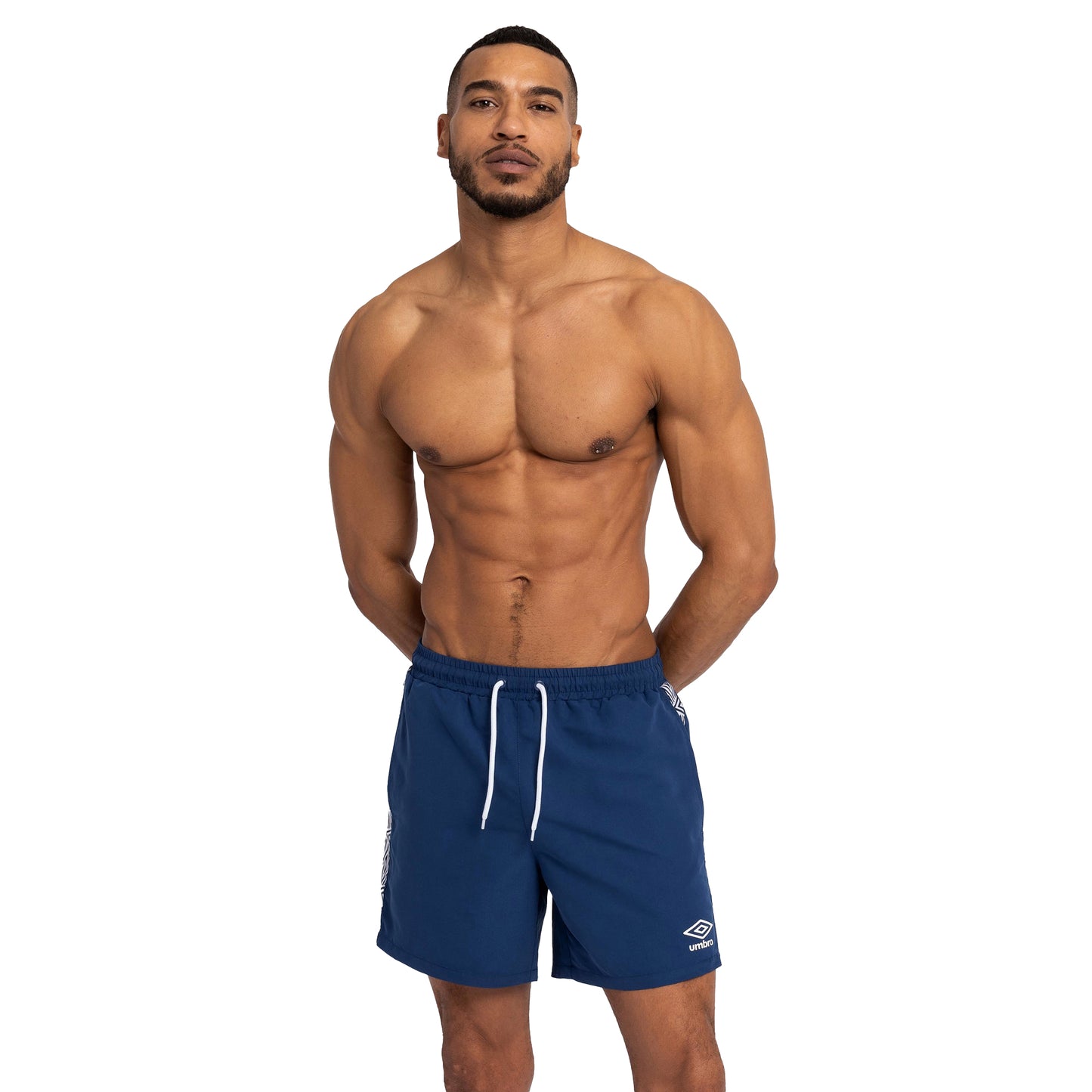 Navy - Front - Umbro Mens Taped Swim Shorts