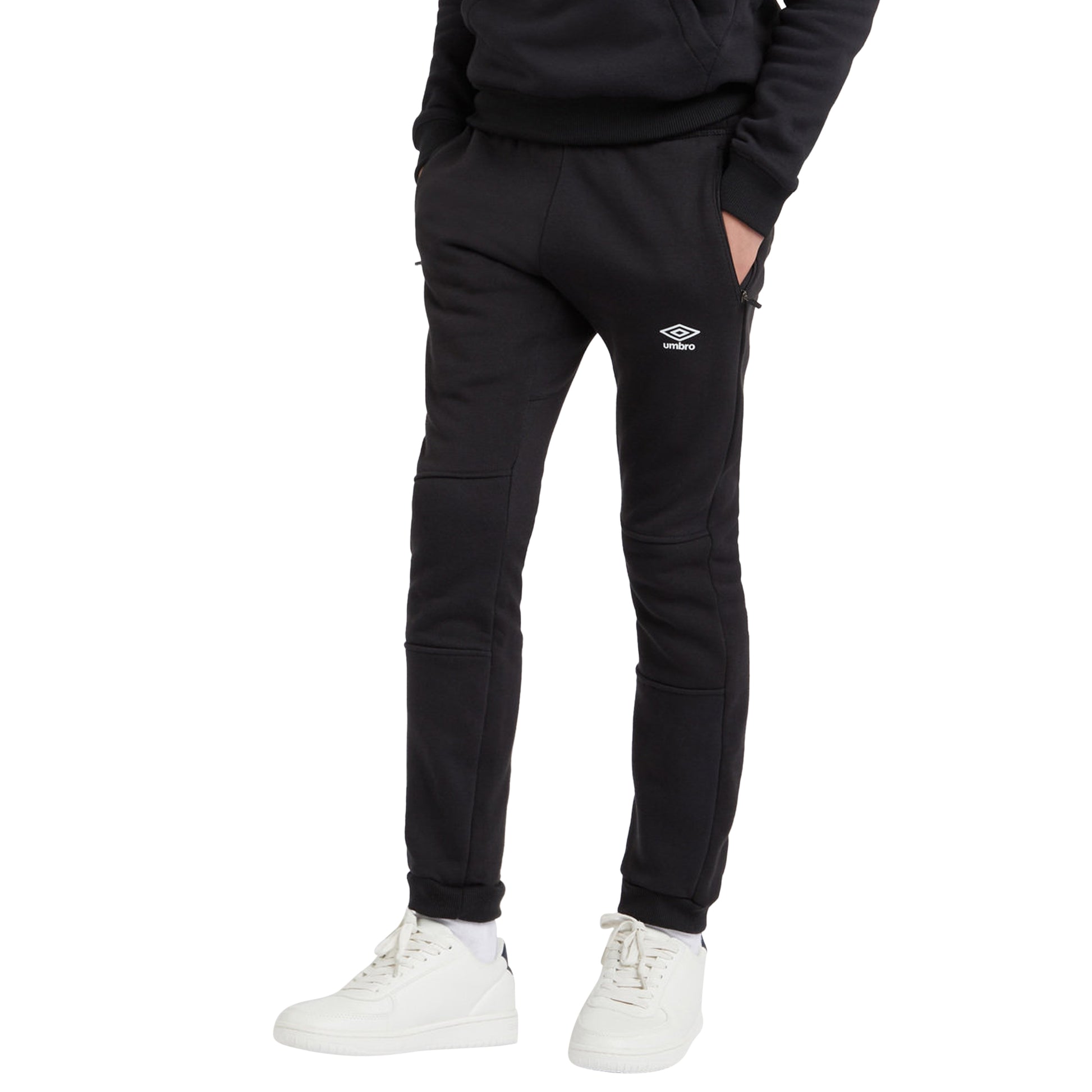 Black-White - Side - Umbro Mens Club Leisure Jogging Bottoms