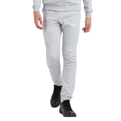 Grey Marl-White - Side - Umbro Mens Club Leisure Jogging Bottoms