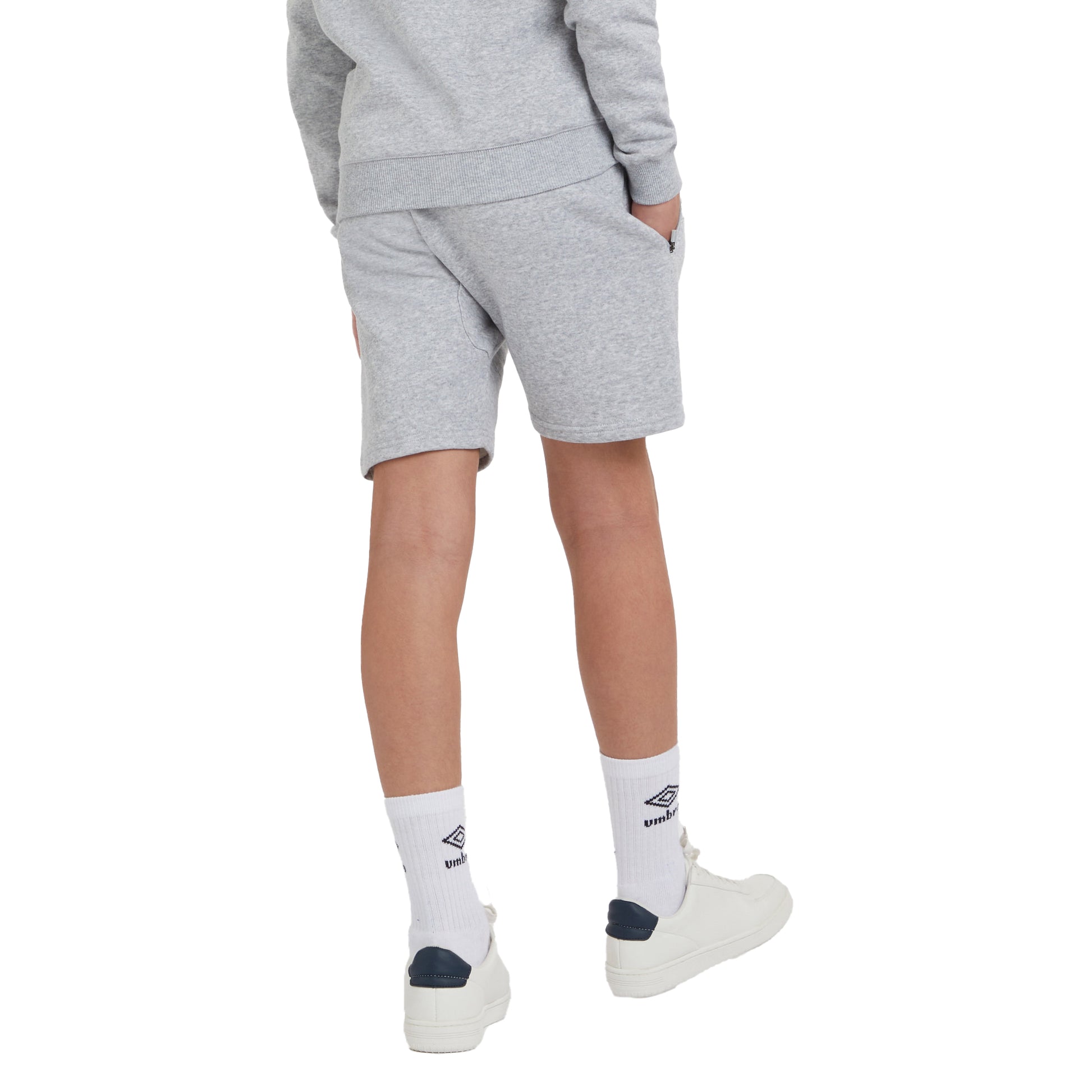 Grey Marl-White - Back - Umbro Childrens-Kids Club Leisure Shorts