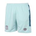 Blue Glow-Brilliant White - Front - West Ham United FC Childrens-Kids 22-23 Umbro Training Shorts