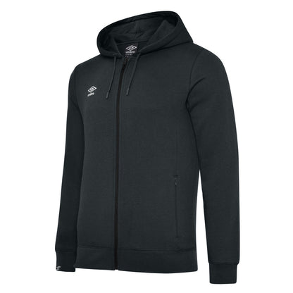 Black-White - Back - Umbro Mens Club Leisure Full Zip Hoodie