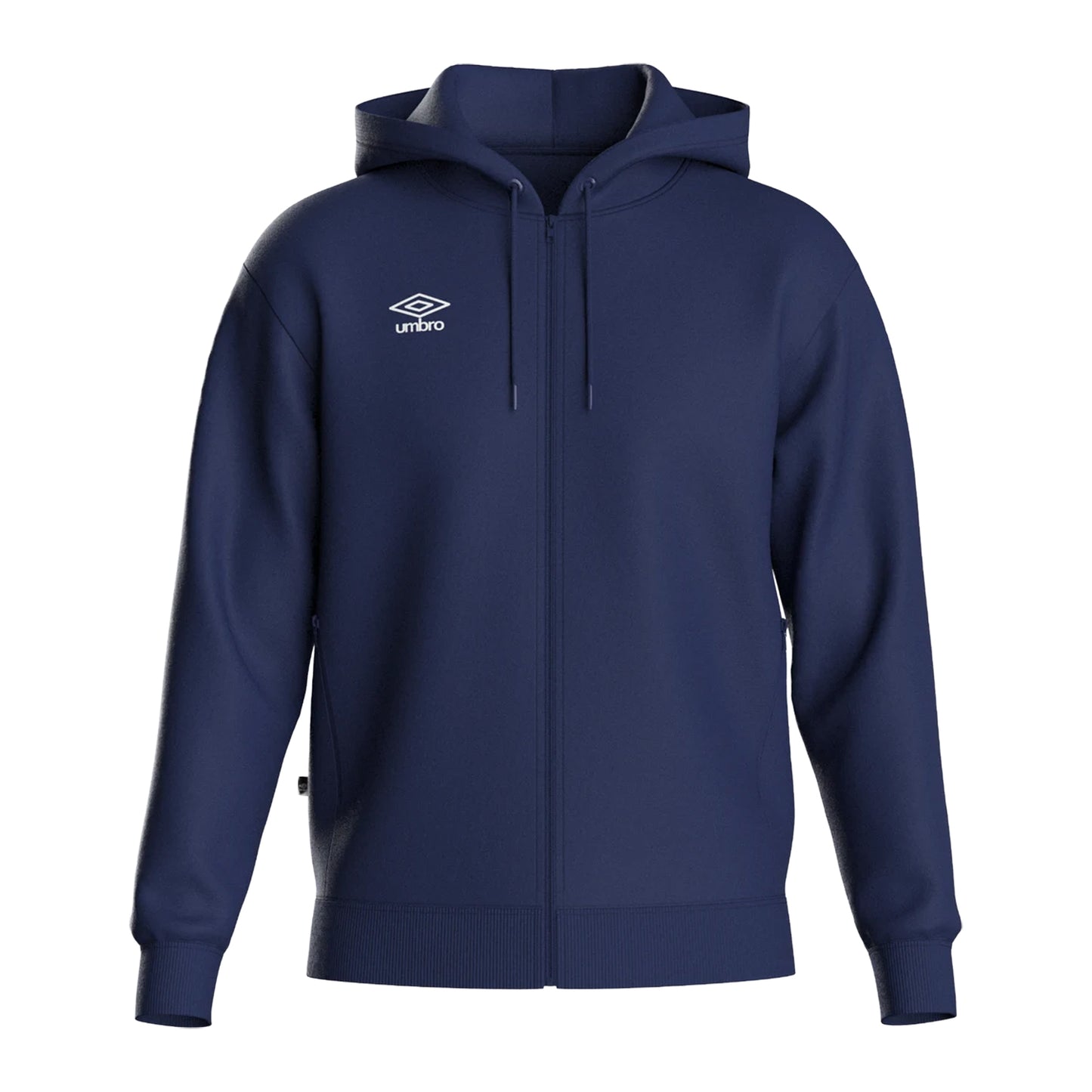 Navy-White - Front - Umbro Mens Club Leisure Full Zip Hoodie